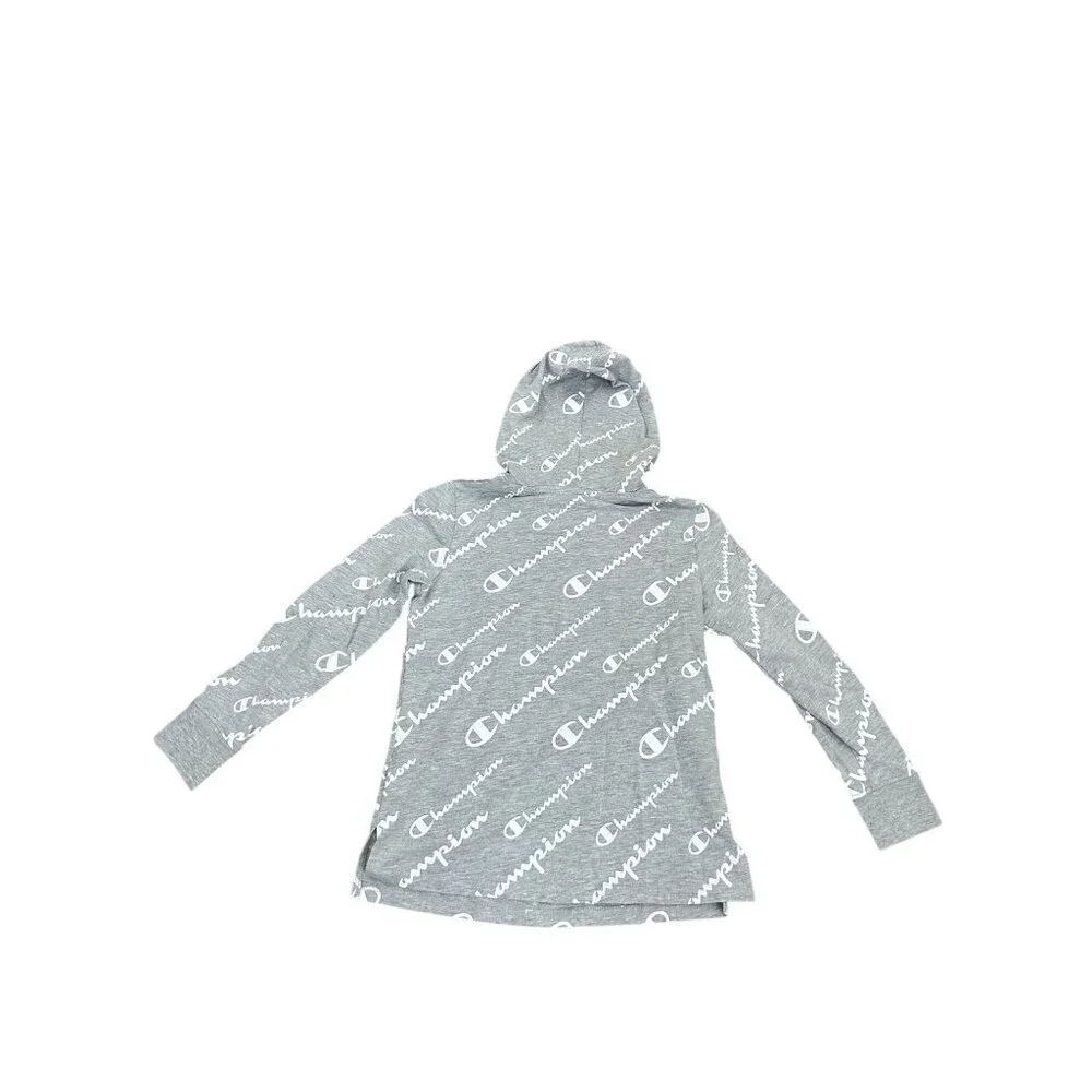 Champion Gray Logo Print Hoodie Size M